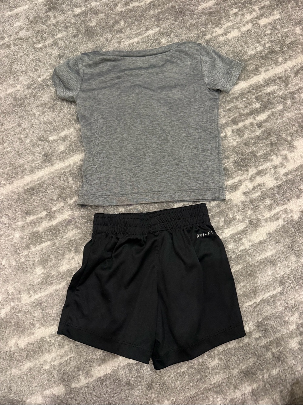 Nike Gray Tee & Black Shorts Set with Red Swoosh - Picture 2 of 3